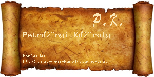Petrányi Károly névjegykártya